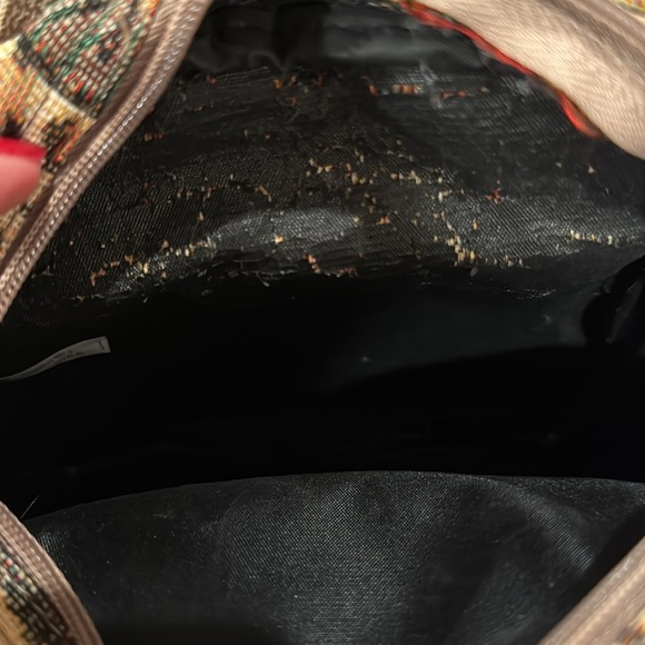 Vintage Karri-Mate Safari & Animal Print Tan & Black Tapestry Crossbody Bag - Picture 5 of 12